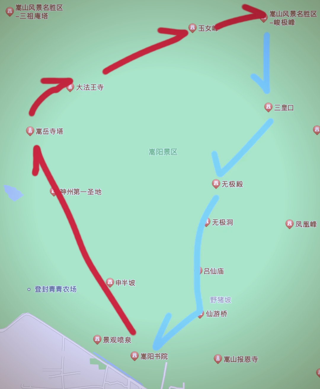 嵩山景区最佳游览路线图片