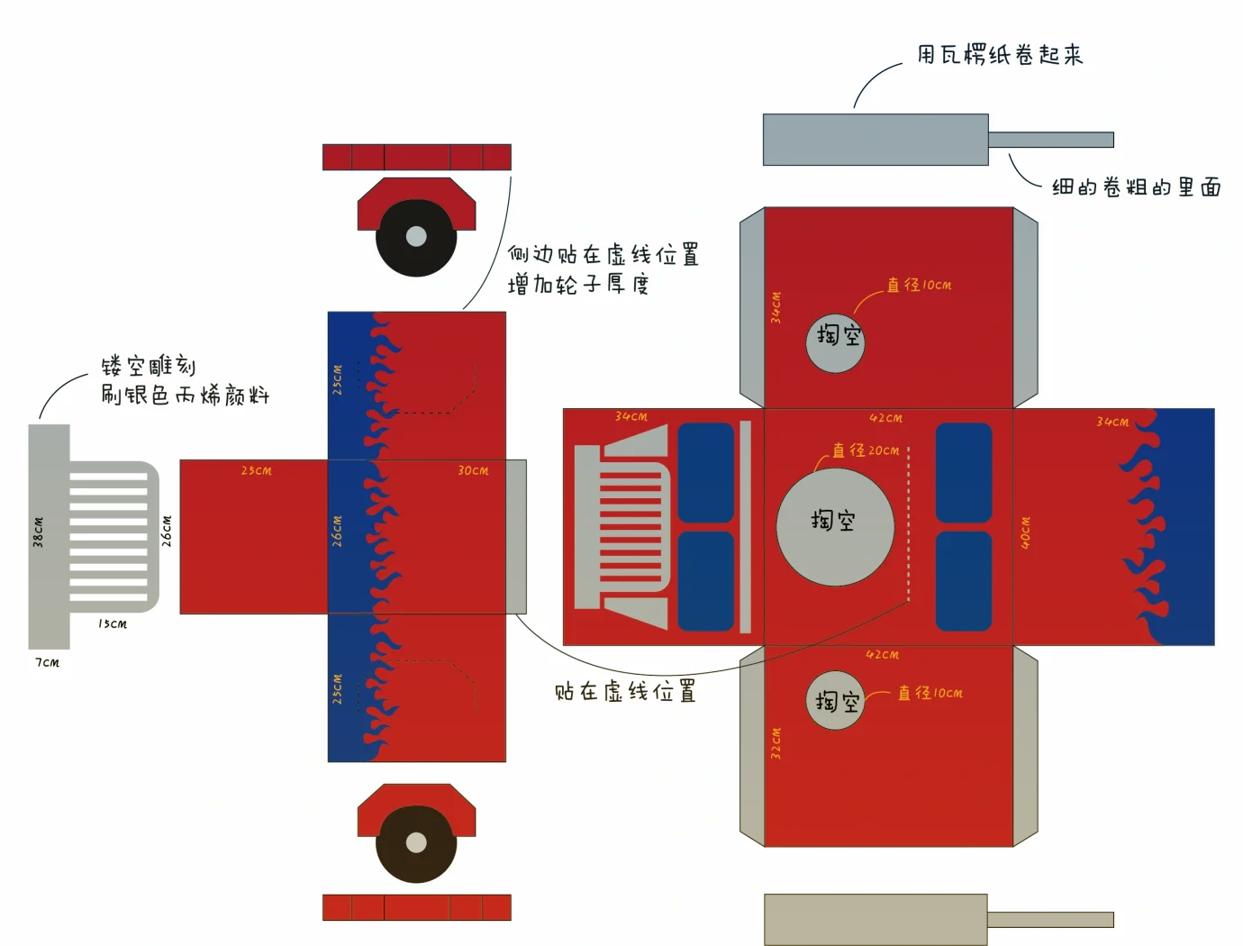 纸板制作擎天柱图解图片