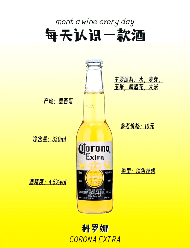 科罗纳啤酒配料表图片