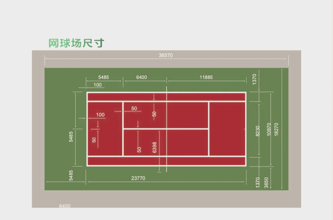 98网球场标准尺寸大揭秘92 91一片标准的网球场地