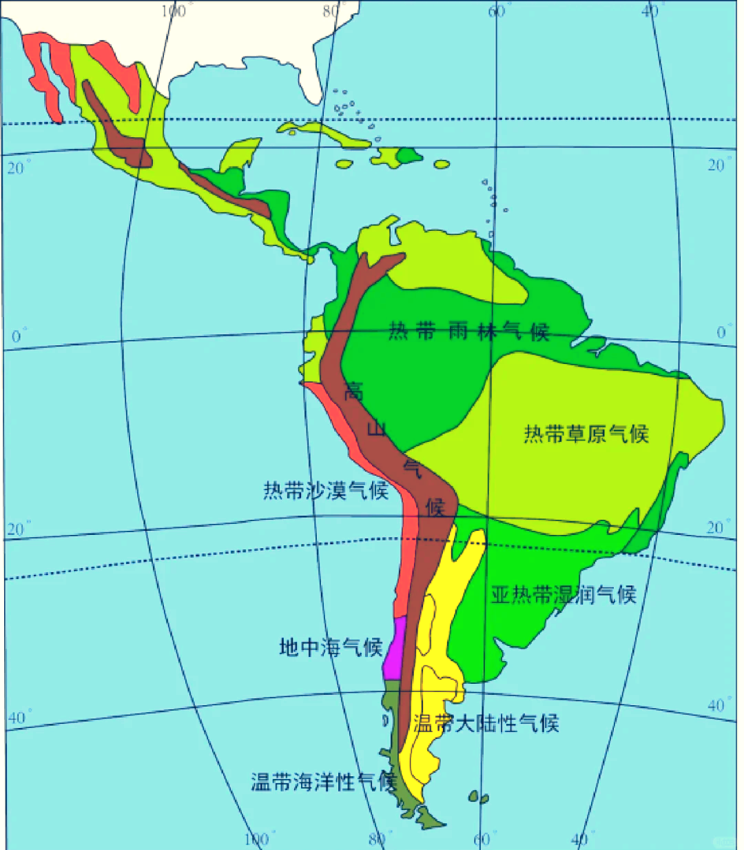 南美洲气候类型图片