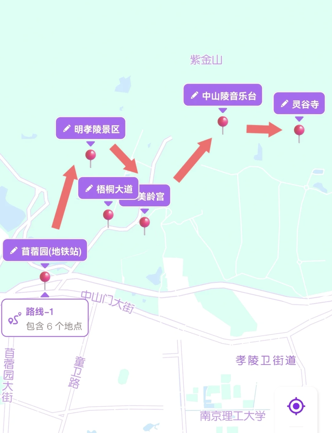 中山陵景区导览图图片