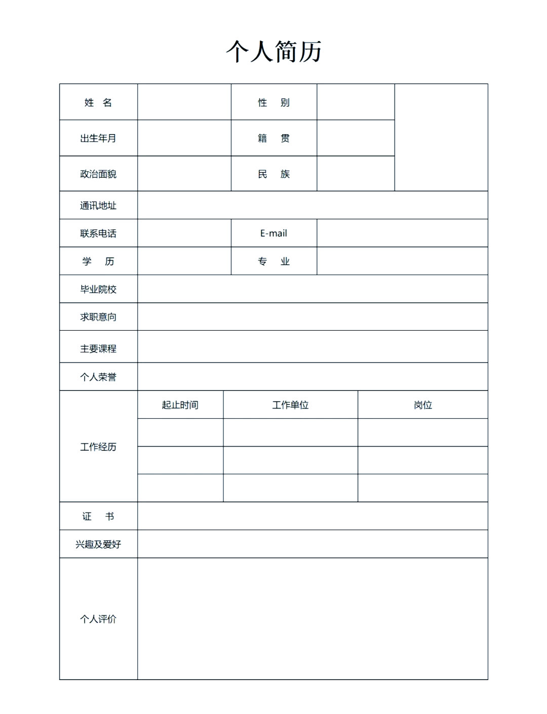 word简历表格制作步骤图片