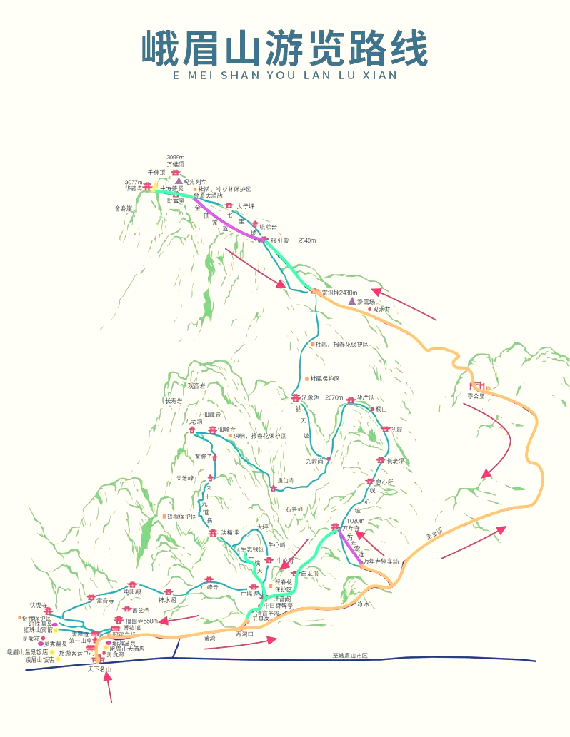 峨眉山上山路线图片