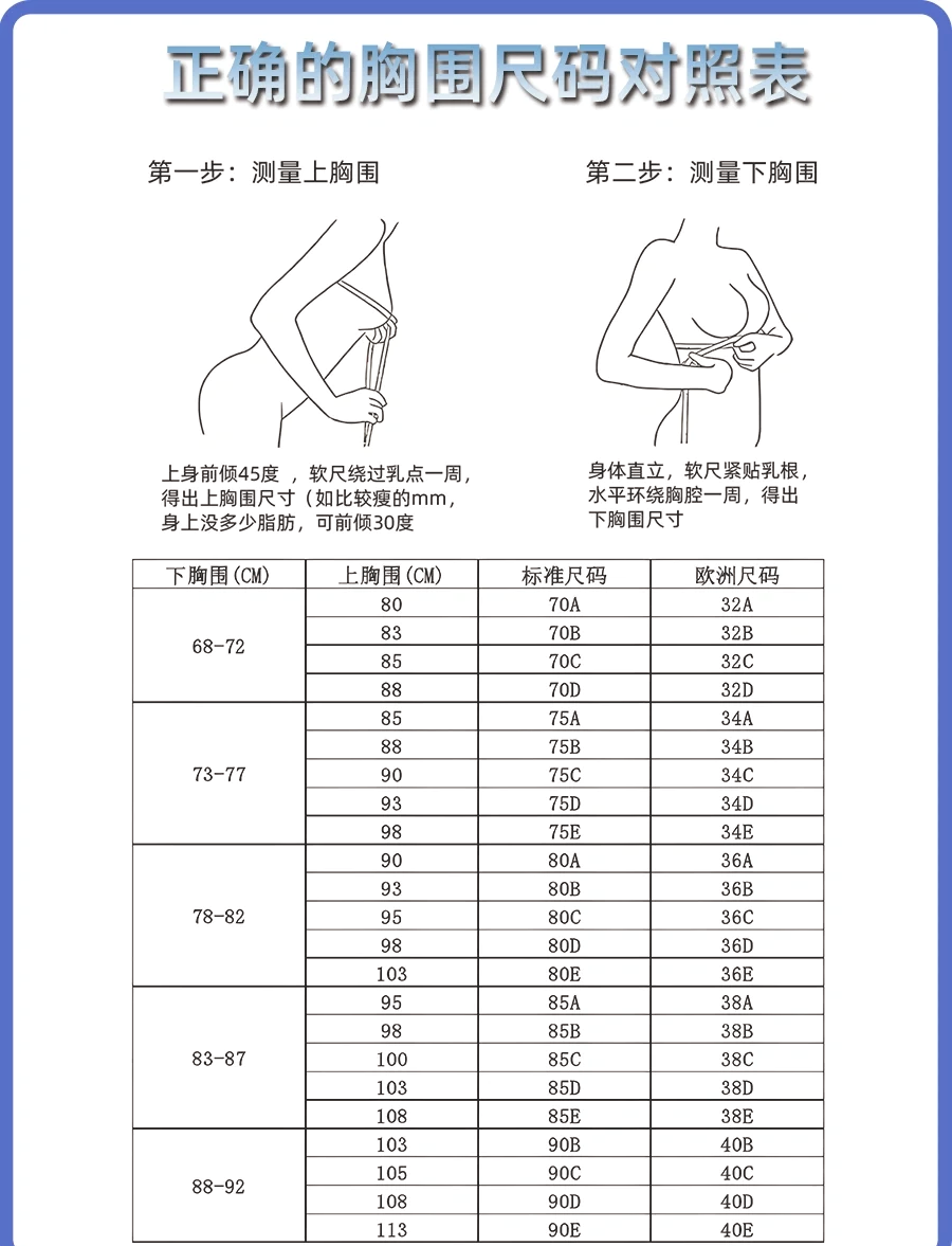 04胸围尺码对照表