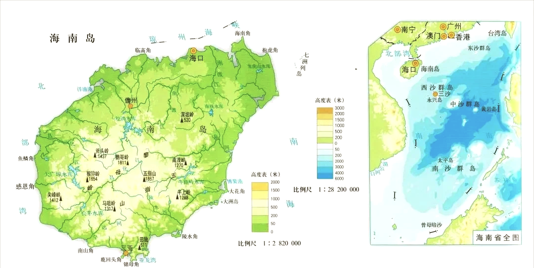 海南岛分层设色地形图图片