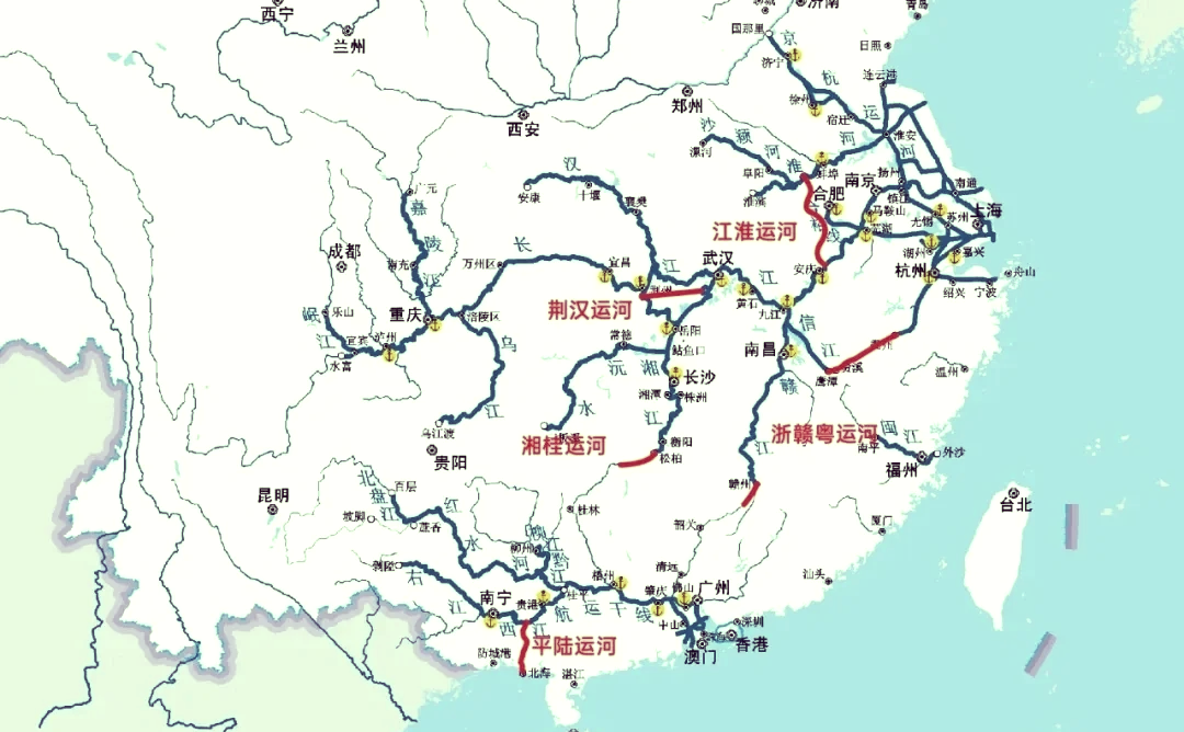 浙赣运河路线图图片