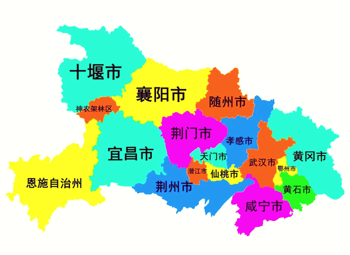 整个湖北省地图放大图片