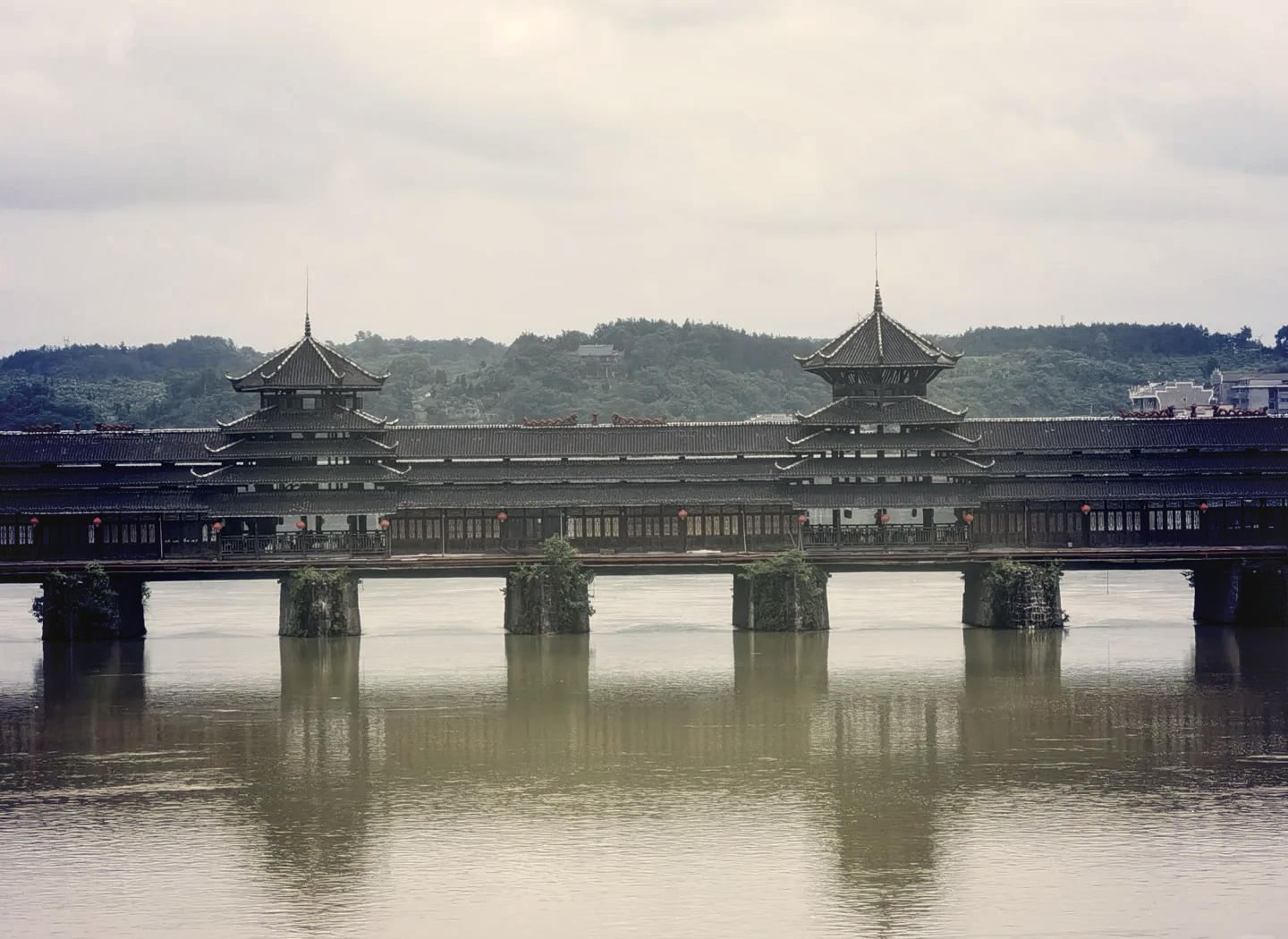 龙津风雨桥简笔画图片