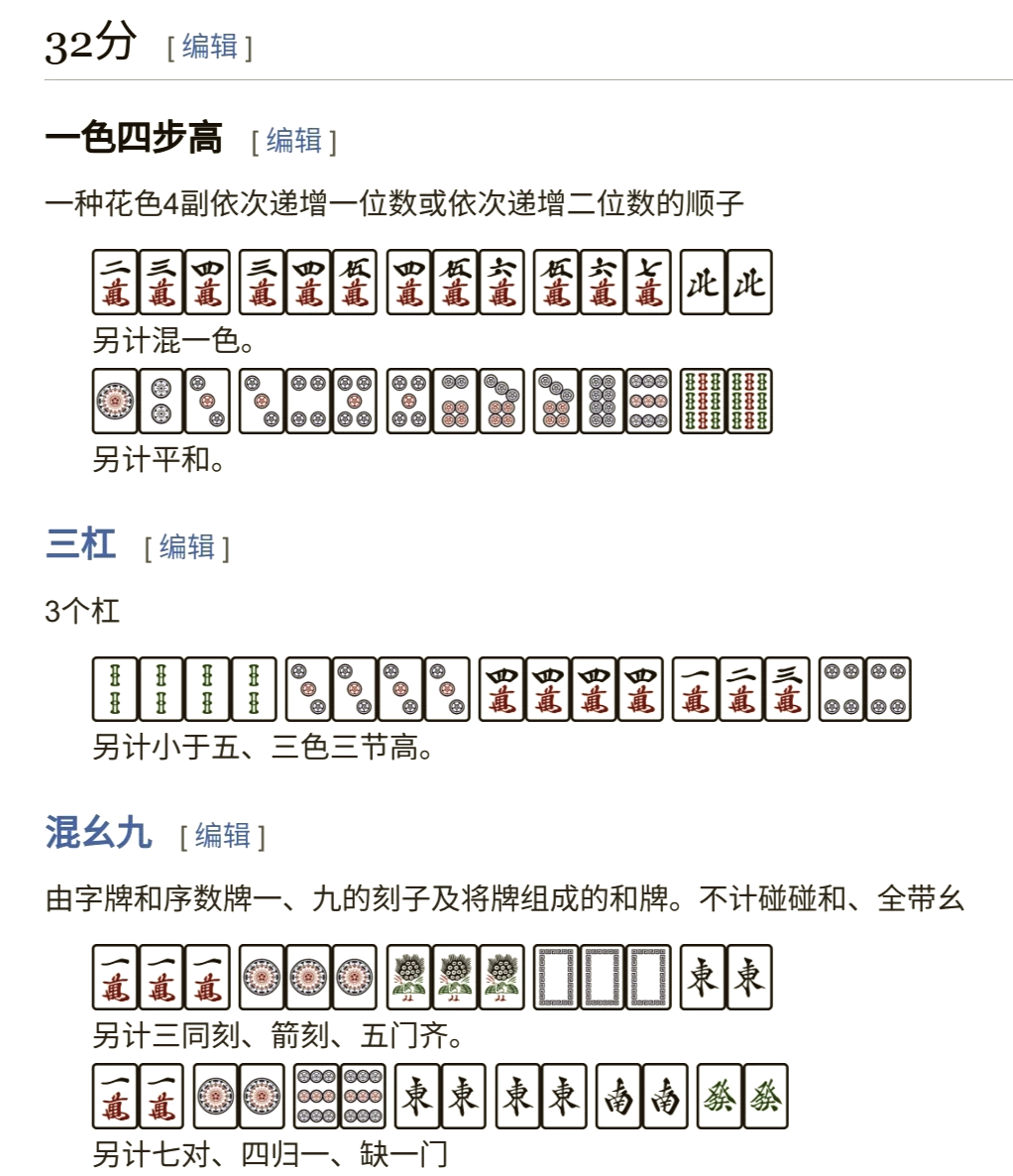 最新中国麻将牌谱大全图片