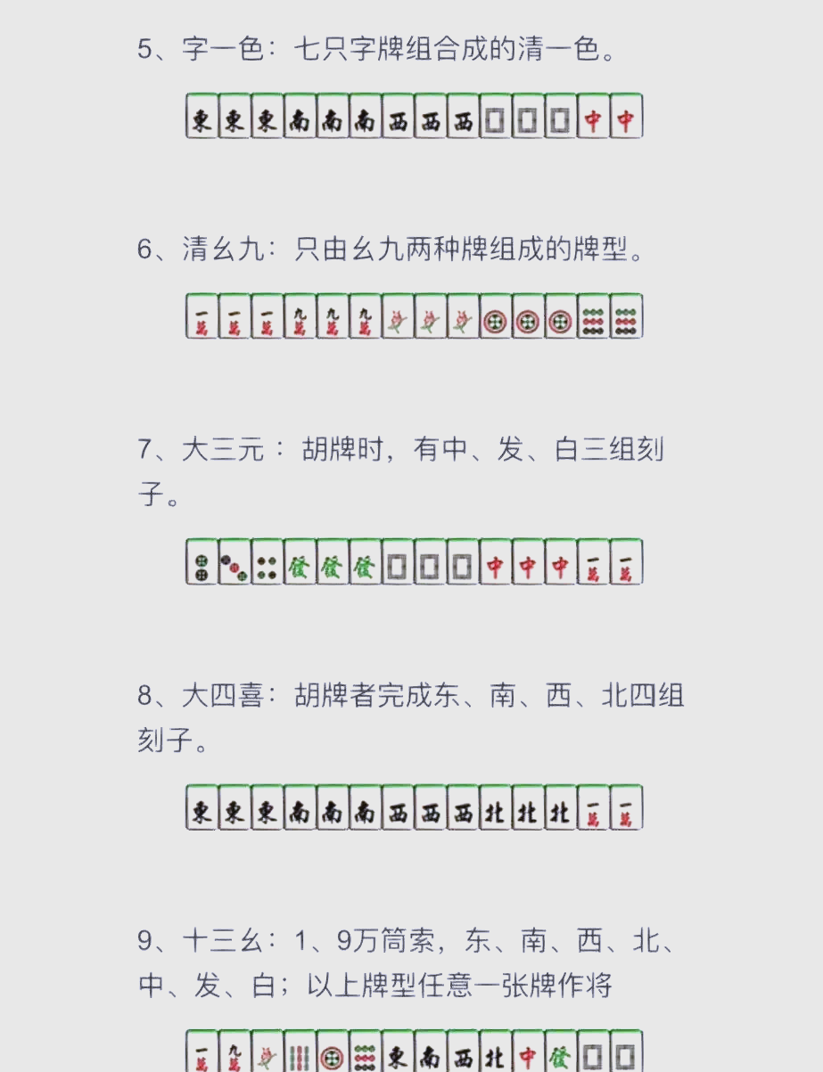 普通麻将胡法图解全图图片