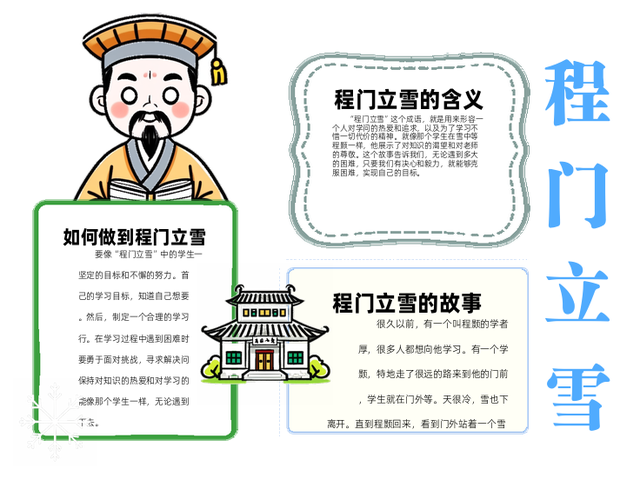 程门立雪手抄报简单好画~程门立雪