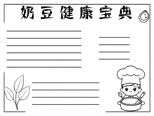 奶豆添营养 少油更健康手抄报~ 奶豆,一种富含蛋白质和多种维生素的小