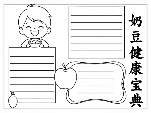 奶豆添营养 少油更健康手抄报~ 奶豆,一种富含蛋白质和多种维生素的小