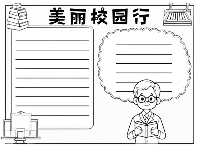 美丽校园手抄报~美丽校园行 在我们的校园里,有许多美丽的角落.